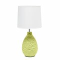 Creekwood Home Traditional  Ceramic Textured Thumbprint Tear Drop Shaped Table Desk Lamp, White Fabric Shade, Green CWT-2001-GR